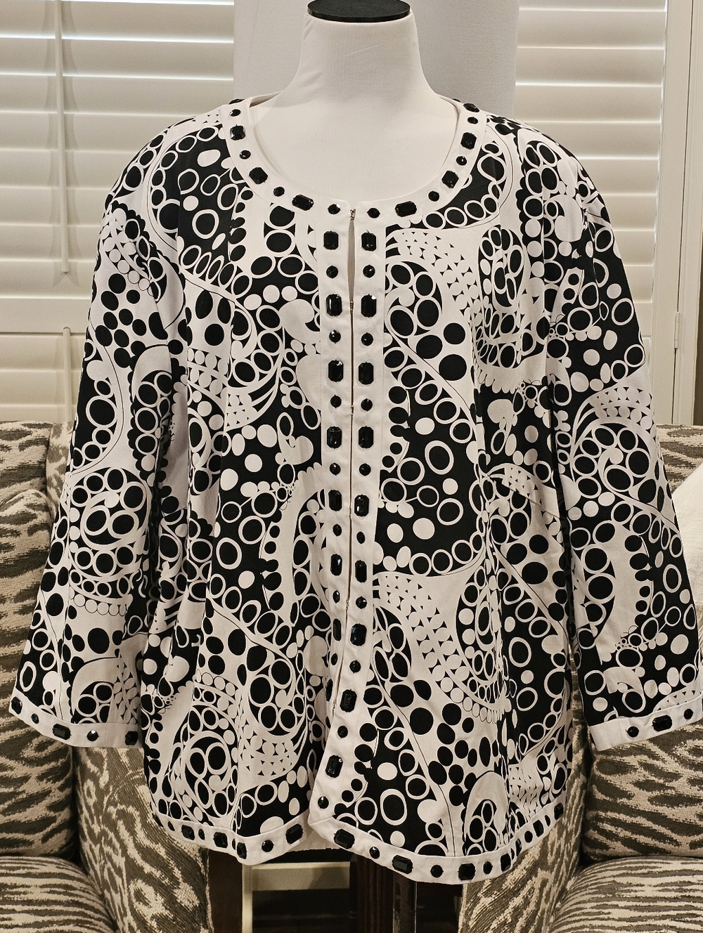 Saint Tropez West Woman 3x Black/white Beaded Jacket